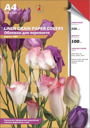 Картонные обложки для брошюровки Реалист лён, А4, красные (100 шт.) (арт. 4553)