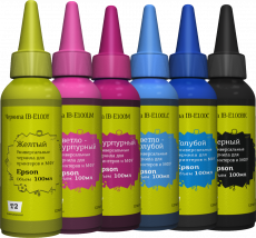 Комплект чернил T2 (черный, голубой, пурпурный, желтый, светло-голубой, светло-пурпурный, 6 шт. x 100 мл.) (арт. IB-E100_MP)