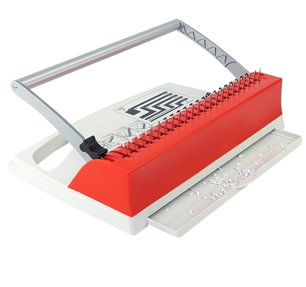 Переплетчик ГЕЛЕОС БП-9+ бело-красный на пластиковую пружину, А4 (арт. БП9пбк)