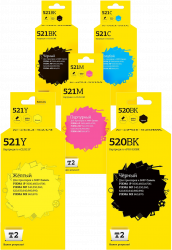 Комплект струйных картриджей T2 PGI-520PGBK/CLI 521/CLI 521C/CLI 521Y/CLI 521M (арт. IC-CCLI-521_MP)