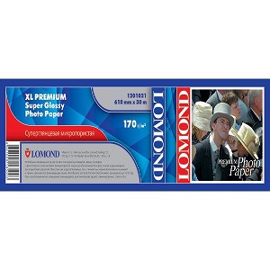 Фотобумага Lomond XL Premium Super Glossy Photo Paper, 200 г/м2, 610 x 50,8 мм, 30 метров (арт. 1201021)