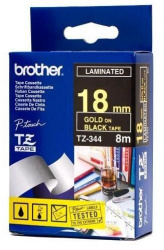 Наклейка ламинированная Brother (18 мм, золотой на черном) (арт. TZ344)