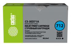 Картридж струйный Cactus (HP 712) черный для HP DesignJet T230, 630 (80 мл) (арт. CS-3ED71A)