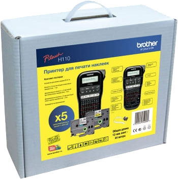 Набор для печати наклеек Brother принтер PT-H110 + 6 кассет (арт. PTH110R1BUND)