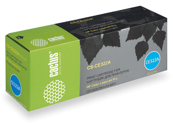 Картридж Cactus желтый (1300стр.) для HP (арт. CS-CE322A)