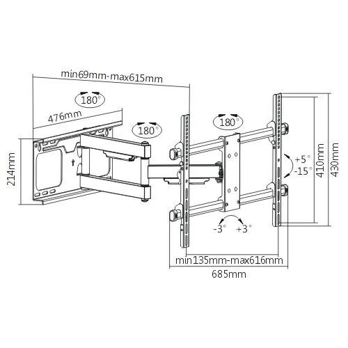 Сверхпрочное настенное крепление FIX LPA49-463D (арт. LPA49-463D)
