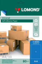 Самоклеящаяся цветная бумага Lomond для этикеток, голубая, A4, неделенная (210 x 297 мм), 80 г/м², 50 л. (арт. 2140005) Самоклеящаяся цветная бумага Lomond для этикеток, голубая, A4, неделенная (210 x 297 мм), 80 г/м², 50 л. (арт. 2140005)