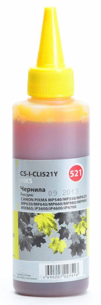Чернила Cactus желтый 100мл для Canon (арт. CS-I-CLI521Y)