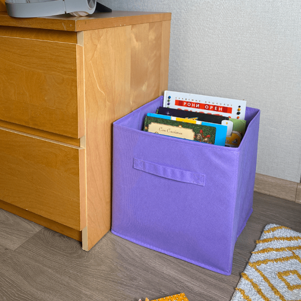 КОРОБ-кубик для хранения ГЕЛЕОС КУБ 33-7 (30х30х30 см) сиреневый (арт. КУБ33-7)