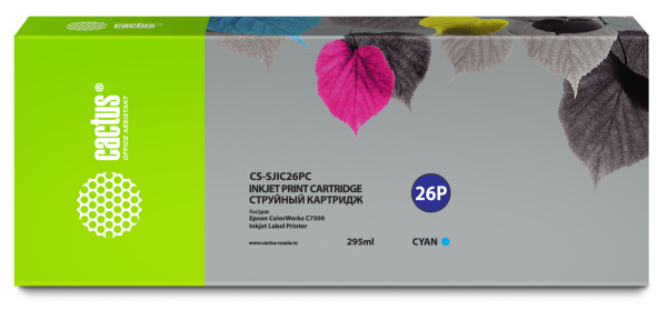Струйный картридж Cactus голубой (295 мл.) (арт. CS-SJIC26PC)