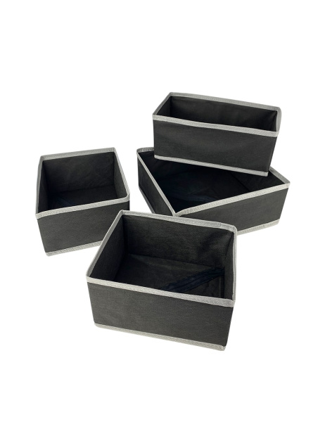 Набор коробов ГЕЛЕОС для хранения вещей, «Венге» / Темно-коричневый, 26х26х8 / 20х16х8 / 20х16х8, 4 шт (арт. ВНГ-22)