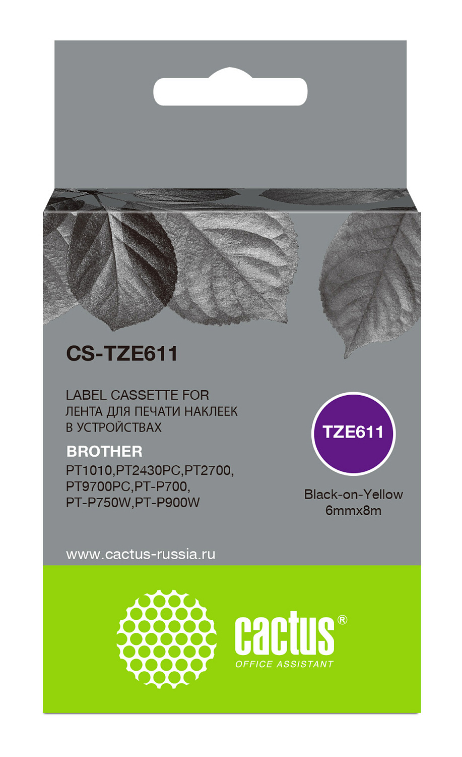 Картридж ленточный Cactus черный (арт. CS-TZE611)