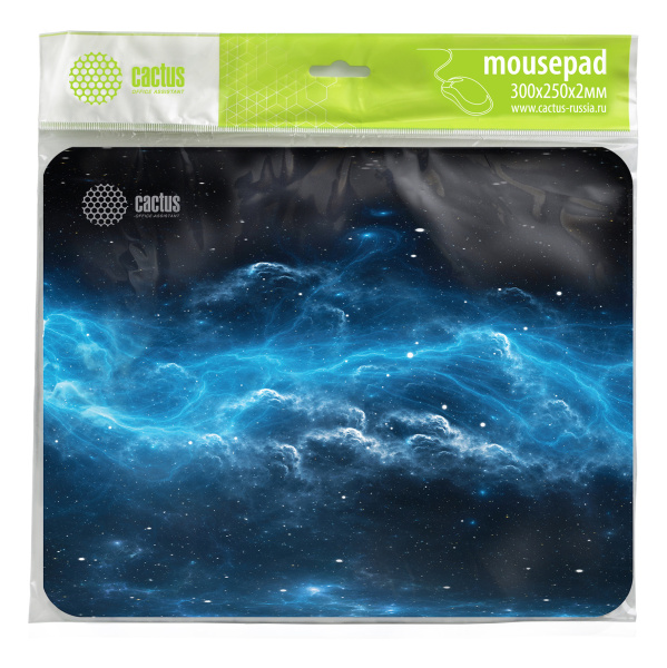 Коврик для мыши Cactus средний, черный, 300x250x2мм (арт. CS-MP-P05M)