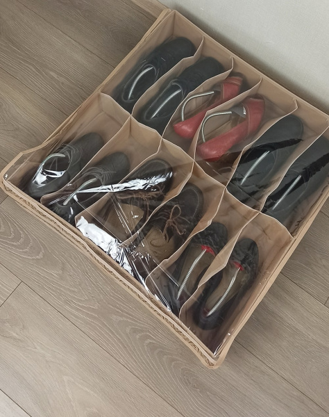 Органайзер ГЕЛЕОС для хранения вещей и обуви,12 отделений, «Миндаль» / Бежевый, 64х60х12 см (арт. МНД_191)