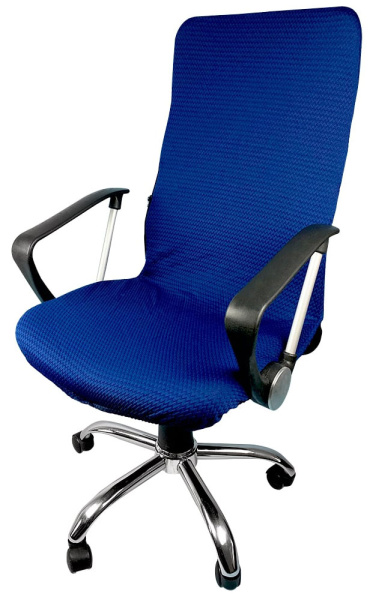 Чехол на компьютерное кресло ГЕЛЕОС 429М (размер М, волна, тёмно-синий) (арт. ГЧ00429М)