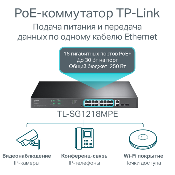 Коммутатор TP-Link TL-SG1218MPE (арт. TL-SG1218MPE)