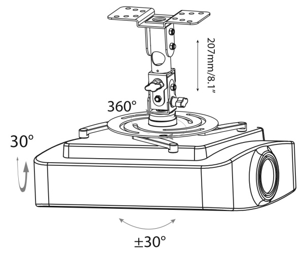 Кронштейн для проектора Cactus черный макс.21кг потолочный поворот и наклон (арт. CS-VM-PR04-BK)