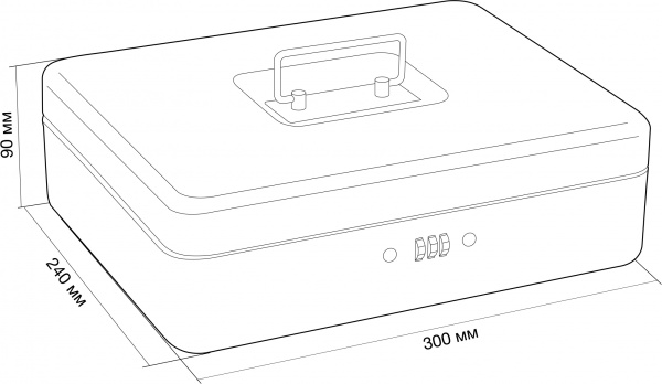 Ящик для денег Cactus (90x300x240, графитовый сталь, 1.76 кг) (арт. CS-DCB-004)