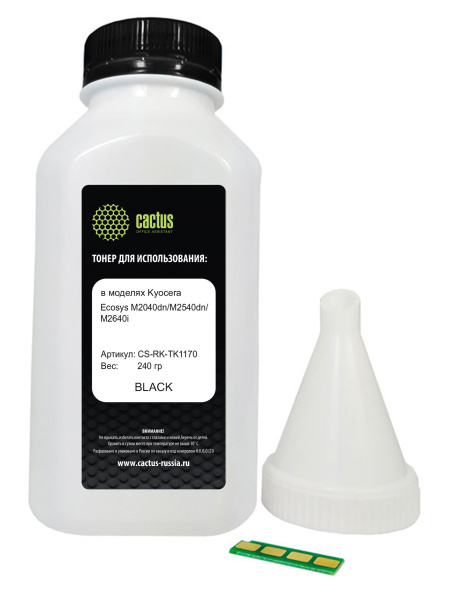 Тонер Cactus черный (флакон 240 г.) (арт. CS-RK-TK1170)