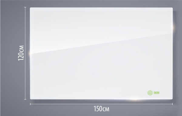 Стеклянная доска Cactus 120x150см, сквозное крепление, стекло, ультра белый (арт. CS-GBD-120X150-UWT-T)