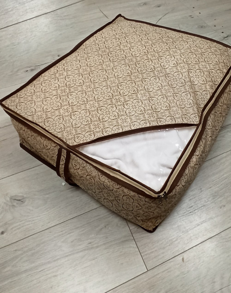 Кофр ГЕЛЕОС для хранения одеял, пледов и подушек, «Миндаль» / Бежевый, 50х58х19 см (арт. МНД_17)