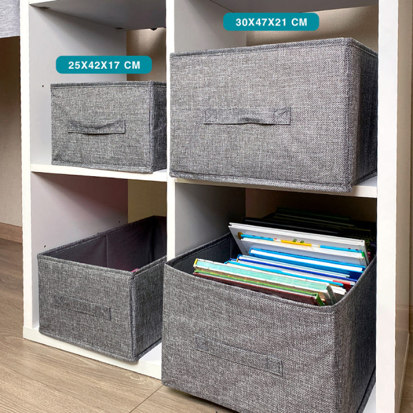 КОРОБ для хранения ГЕЛЕОС Коттон-30 (30х47х21 см) серый (арт. КОТТОН-30-СР)