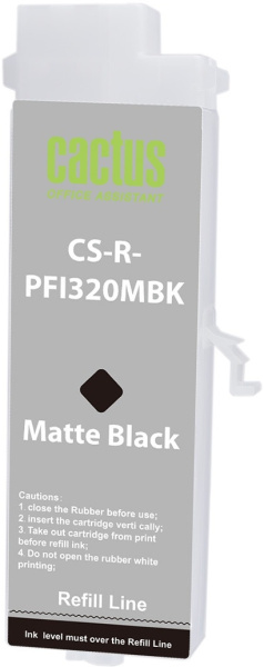 Перезаправляемый картридж Cactus (чёрный матовый, 260 мл.) (арт. CS-R-PFI320MBK)