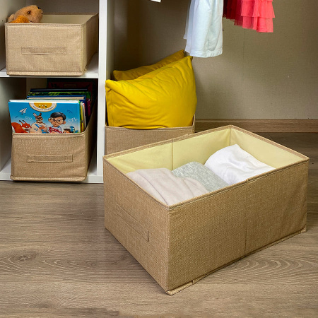 КОРОБ для хранения ГЕЛЕОС Коттон-30 (30х47х21 см) бежевый (арт. КОТТОН-30-БЖ)