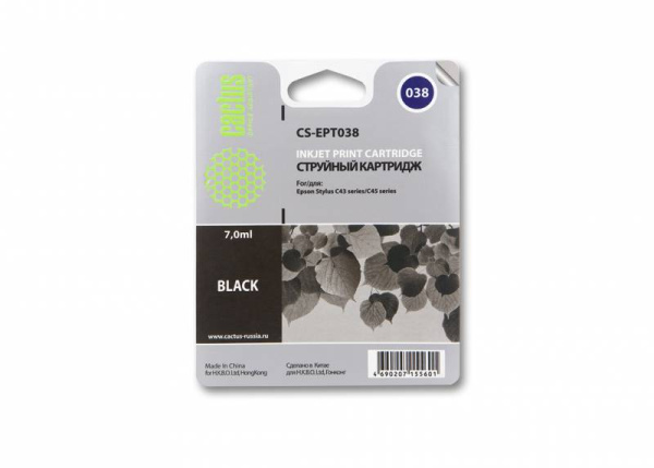 Картридж Cactus Картридж струйный CS-EPT038 черный (7мл) (арт. CS-EPT038)