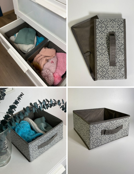 Короб ГЕЛЕОС раскладной с ручкой, «Грей» / Серый, 31х31х15 см (арт. ГРЕ-185)