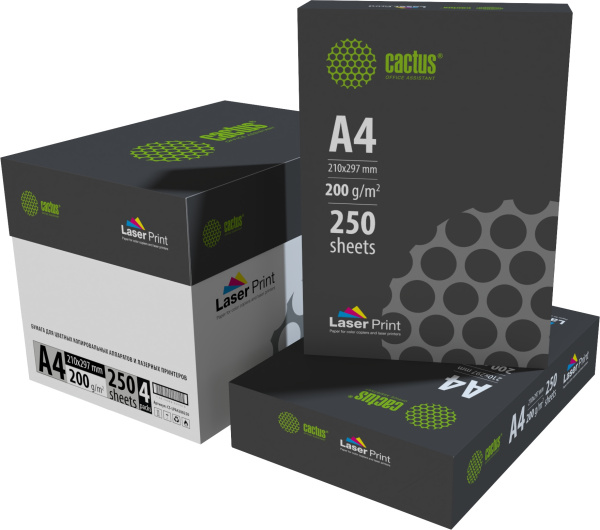 Бумага Cactus (A4, 200г/м2, 250л., белый, CIE 170%) (арт. CS-LPA4200250)