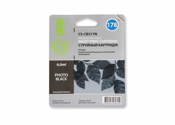 Картридж Cactus струйный CS-CB316N №178 черный (9.6 мл) (арт. CS-CB316N)