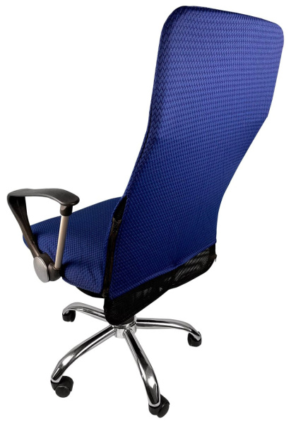 Чехол на компьютерное кресло ГЕЛЕОС 429М (размер М, волна, тёмно-синий) (арт. ГЧ00429М)