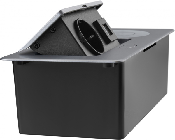 Розетка для столешницы Cactus (26.5x11.8x6.5 см, серебристый) (арт. CS-SOCKET-USBA-WLESS)