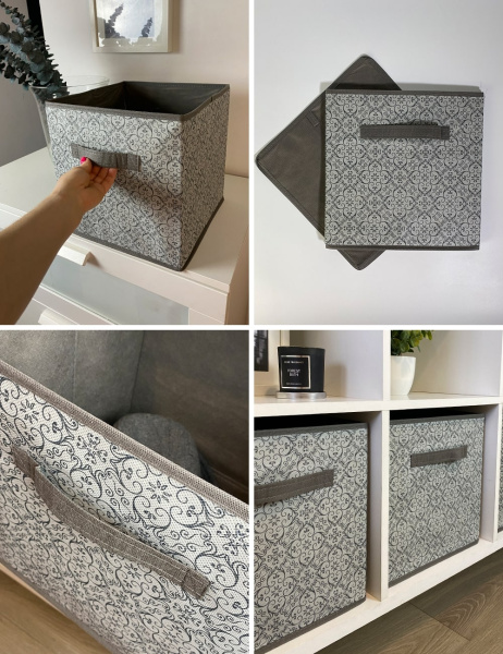 Короб ГЕЛЕОС раскладной с ручкой, «Грей» / Серый, 28х28х28 см (арт. ГРЕ-181)