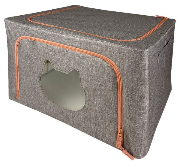 Кофр ГЕЛЕОС Оксфорд (серый, Кот, 60х42х40) (арт. К100-КОТ-СР)