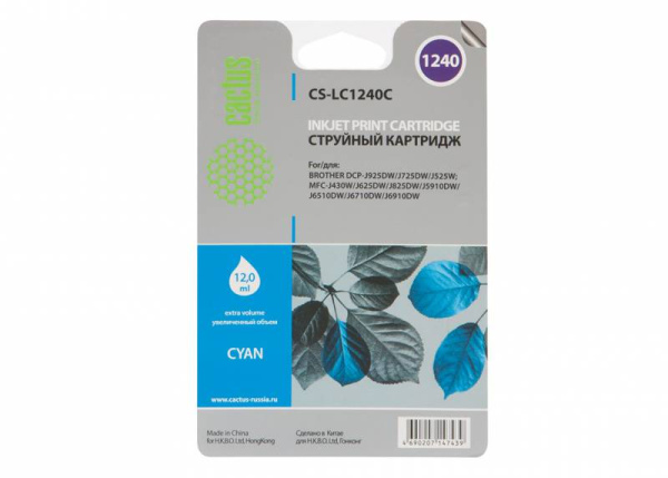 Картридж Cactus голубой (12мл) для Brother (арт. CS-LC1240C)