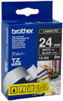 Наклейка ламинированная Brother (24 мм, белый на черном) (арт. TZ355)