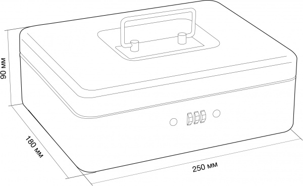 Ящик для денег Cactus (90x250x180, графитовый сталь, 1.13 кг) (арт. CS-DCB-003)