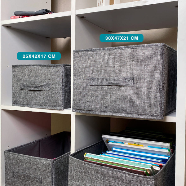 КОРОБ для хранения ГЕЛЕОС Коттон-18 (25х42х17 см) серый (арт. КОТТОН-18-СР)