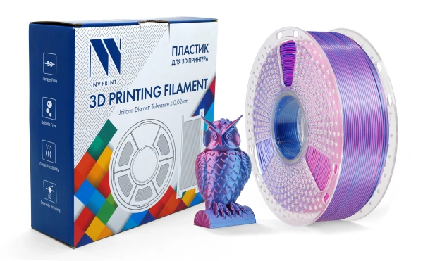 Филамент NVPRINT Silk PLA+ красный/синий для 3D печати, диаметр 1.75мм, длина 330 метров, масса 1 кг