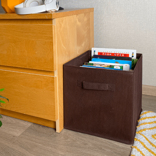 КОРОБ-кубик для хранения ГЕЛЕОС КУБ 33-8 (30х30х30 см) коричневый (арт. КУБ33-8)