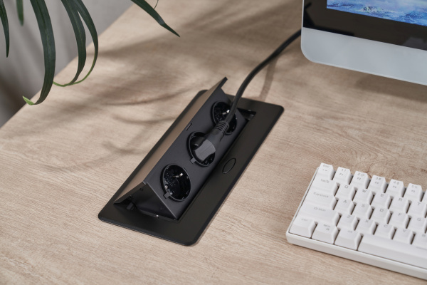 Розетка для столешницы Cactus (26.5x11.8x6.5 см, черный) (арт. CS-SOCKET-EU3-BK)