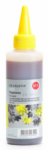 Чернила Cactus желтый 100мл для Canon (арт. CS-I-CL511Y)