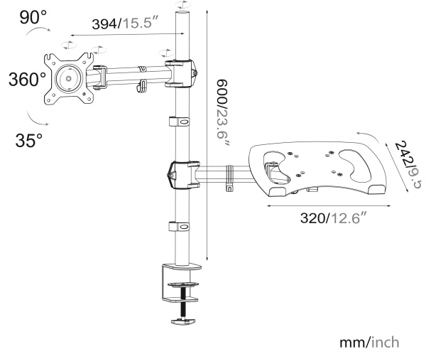 Кронштейн для монитора Cactus черный (арт. CS-VM-LH07-BK)