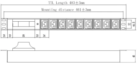 Блок распределения питания Powercom PDU-16AH9-9C3-1P-C20 (арт. PDU-16AH9-9C3-1P-C20)