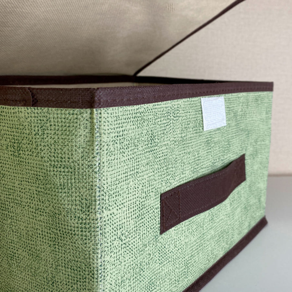 КОРОБ с крышкой для хранения ГЕЛЕОС Линен-16 (19х26,5х16 см) зеленый (арт. ЛИНЕН-16-ЗЛ)