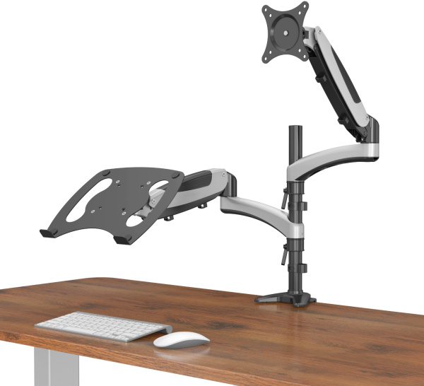 Кронштейн для монитора/ноутбука Cactus серебряный, 13"-27", макс. 8кг (арт. CS-VM-LH08-AL)