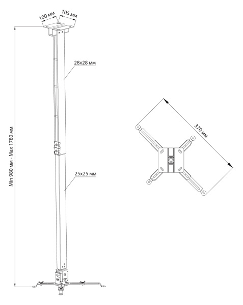 Кронштейн для проектора Cactus белый, макс. 20кг (арт. CS-VM-PRE04-WT)
