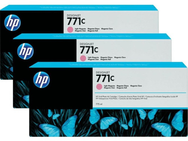 Картридж HP 771C Lt Magenta Ink Cartridge 3-Pack (арт. B6Y35A)